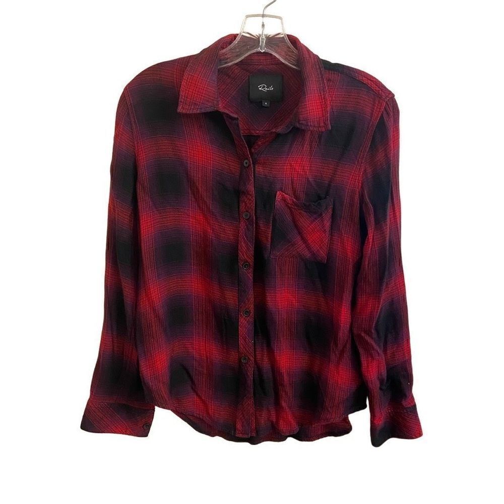 Rails Button Down Flannel Shirt Hunter Black Carmine Chili Red Black Small